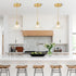 FONTA VERDE Vintage Pendant Lights Kitchen Island, Adjustable Brass Pendant Light Fixtures with Transparent Lily Glass