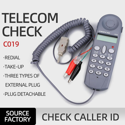 Telecom Check Telephone Line Survey Machine CHINO-E C019 Tester with Alligator Clip Set