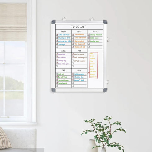 LUCYCAZ Weekly Dry Erase Board, 16" x 12", Magnetic Double-Sided To Do List Whiteboard for School, Home, Office