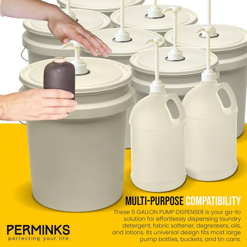 5 Gallon Pump Dispenser for Bucket, Jug, Large Container - Great for Shampoo, Detergent, Oil (1 Pack)