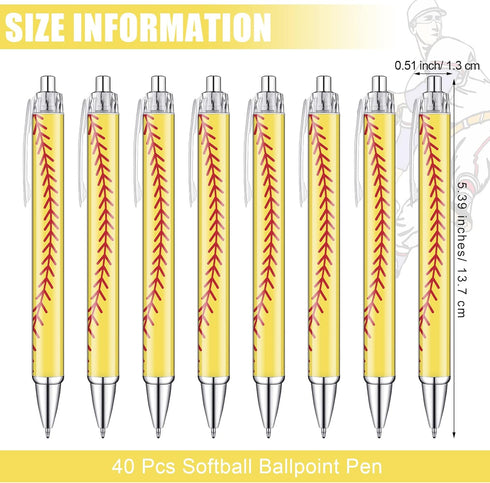 Thenshop 40 Pcs Cute Softball Football Volleyball Ballpoint Pens, Comfortable Writing Retractable Pens for Kids and