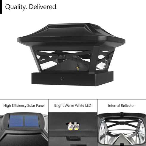 Davinci Lighting Renaissance Solar Outdoor Post Cap Lights - Includes Bases for 4x4 5x5 6x6 Posts - Bright LED Light - Slate Black (1 Pack) by Davinci Lighting