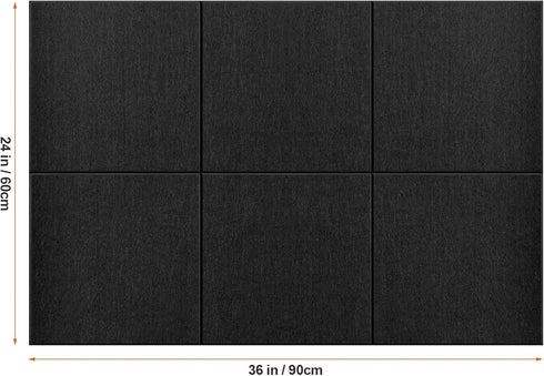 Large Cork Board Substitute - 36"x24" Bulletin Board - 6 Pack Black Felt Board for Home & Office Wall Decor