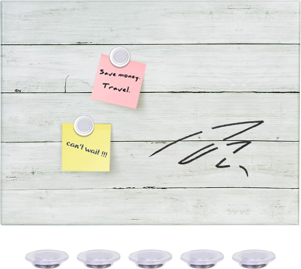 Wooden Planks Print Magnetic Surface Dry Erase Board, 12 x 16 Inches, Decorative Frameless White Board