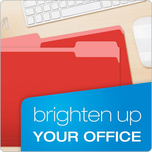 Pendaflex Two-Tone Color File Folders, Letter Size, Red, 100 per box