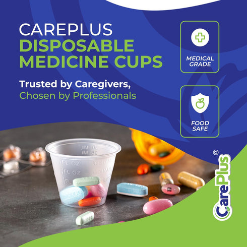 Disposable Medicine Cups, 100 Count - 1 oz Sturdy Plastic Measuring Cups for Pills, Liquid Medication & Mixing