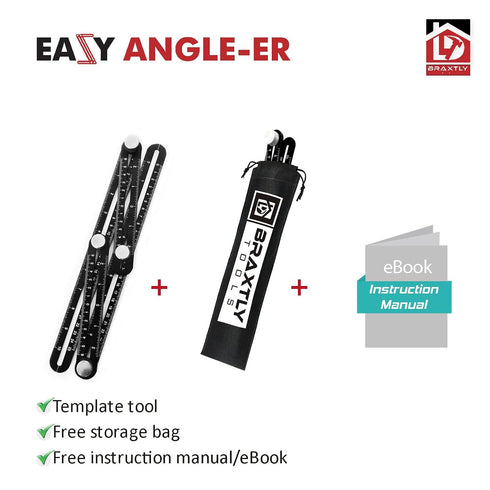Easy Angle-ER Heavy Duty Template Tool- Ultimate Multi Angle Ruler- for Measuring Angle - Premium Metal Alloy Angle Tool- Adjustable Knobs for Precise Measurement- w/Instruction Manual