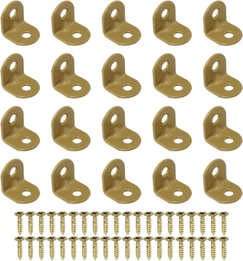 heyous 20PCS Furniture Corner Brace Hooks Fasteners Mini Brackets Gold Iron Wall Mount
