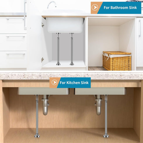 2 Pcs Undermount Sink Brackets Adjustable, Stainless Steel Sink Support Legs for Kitchen, Bathroom