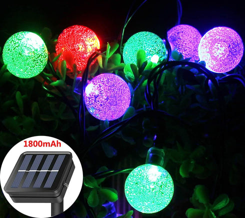 Solar String Lights Outdoor, 20ft Waterproof 30 LEDs, 8 Modes Crystal Globe Fairy Lights for Backyard Patio Wedding
