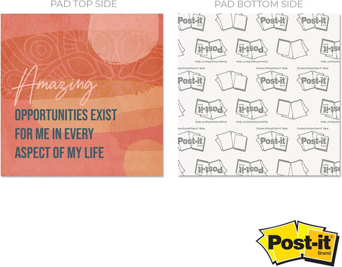 Positive Daily Affirmations Sticky Pad, 3.75" x 3.75", 365 Unique Designs for Self Care Notes Made in The USA