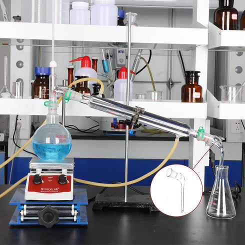 Stonylab Glass 105 Degree Angle Distillation Adapter, Borosilicate Glass with 19/22 Outer Joint