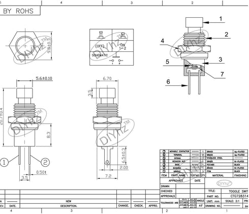 Momentary Push Button Switch, 1A 250VAC SPST Mini Pushbutton Switches, Normally Open (NO) Red Cap - 20pcs