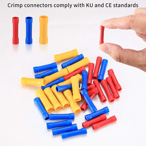 150 Pcs Electrical Butt Connectors Kit, Assorted Insulated Electrical Straight Wire Terminal Connectors