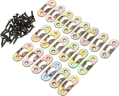 dophee 20Pcs Heavy Duty Metal Keyhole Hangers with Screws, Fasteners for Mirror Photo Frames, 1.46x0.50inch