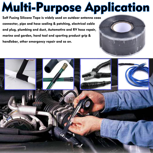 Self Sealing Fusing Silicone Tape, 1 in Wide, 15 Feet Heavy Duty & Leak Proof for Water Emergency Pipeline Repair
