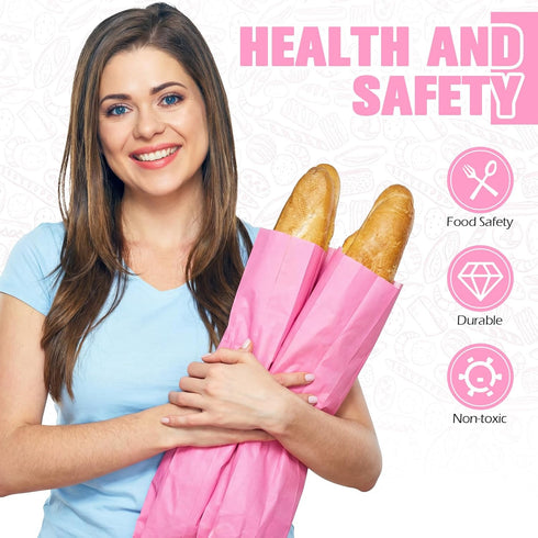 150 Packaging 4.5 2.5 16 Inches(Pink) Yahenda Pieces Paper Bread Bag French Breads Storage Bags Disposable Homemade