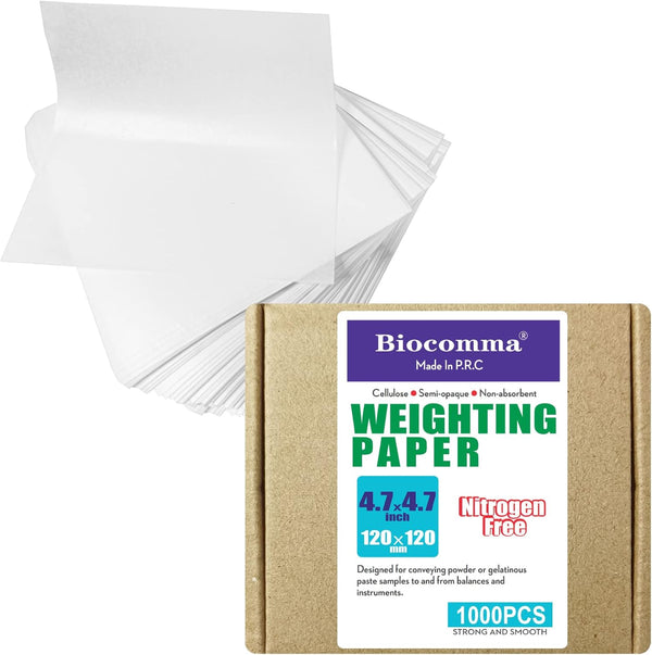 4.7x4.7 inches Cellulose Weighing Paper Sheet, Nitrogen Free, High-Gloss (1000 Pcs)