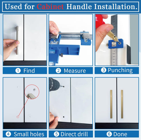 King&Charles Cabinet Hardware Jig with Automatic Hole Punch and Drill Bits for Handles and Pulls