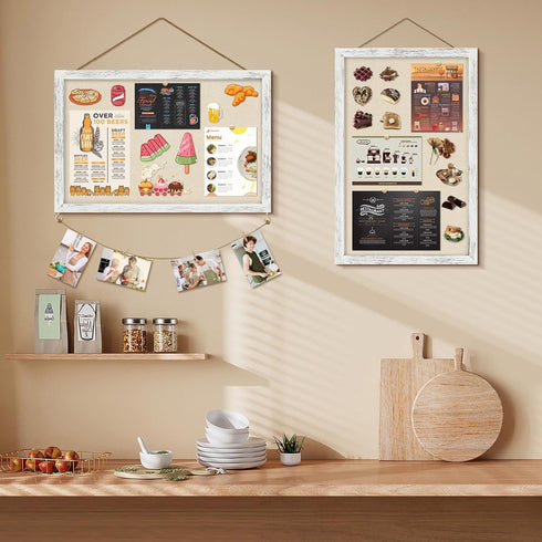Egofine Cork Board Bulletin Board with Linen, 16x11 Wood Frame Wall Decor, 2 Pack for Office Home School Kitchen