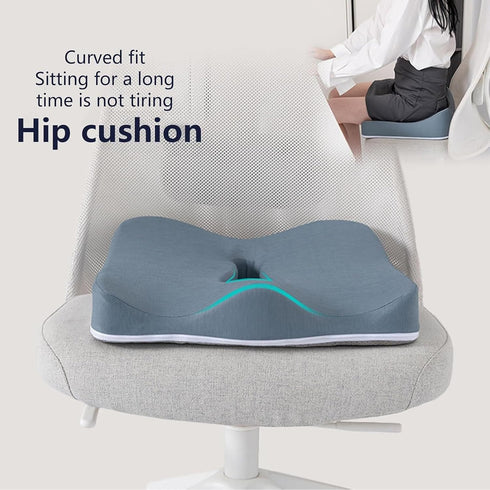 WLLYXUS Tailbone (Gray,1pc) Memory Foam Seat Chair Cushion for Relieves Back Sciatica Pain Cushion Low Back Pain