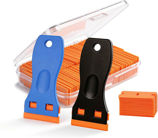 Karebeen 2 Pcs Razor Blade Scraper Tool with 100 Pcs Blades, Plastic Window