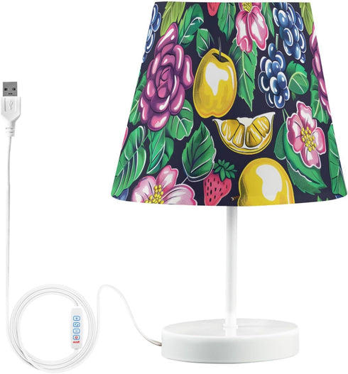 3 ALAZA Bedside Lamp Tropical Fruit Rose Apple Table Lamp for Bedroom Desk Lamp with USB Port LED Nightstand Color