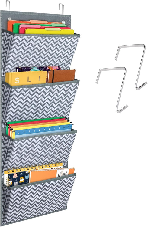 Godery Hanging Wall Organizer - Wall Mount/Over The Door Office Supplies Filing Folders, 4 Pocket Cascading File