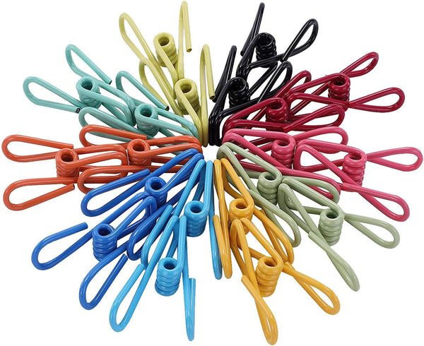 Multi-Purpose Utility Clips, 30 Pieces Assorted Colors PVC Coated Steel Wire Clips for Office, Home Use