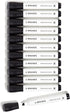 U Brands Set of 12 Fine Tip Dry Erase Markers with Eraser, Low Odor, Black, Chisel Tip Whiteboard Markers