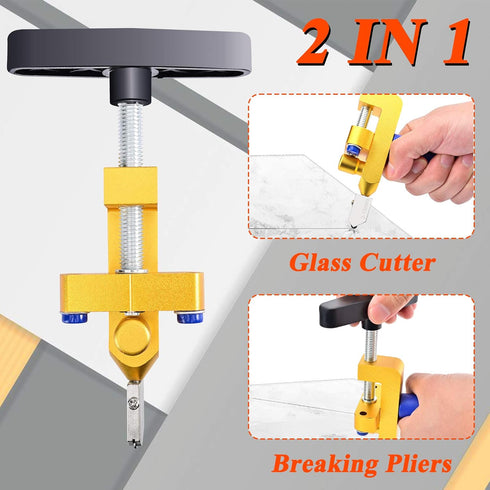 Canitu 2 in 1 Manual Tile Glass Cutter Tool Kit with 3-15 mm Tungsten Steel Blades Breaking Pliers Manual Glass Tile Cutter Hand Tool for Home DIY Cutting Glass, Mirror, Ceramic Tile, Glazed Tiles