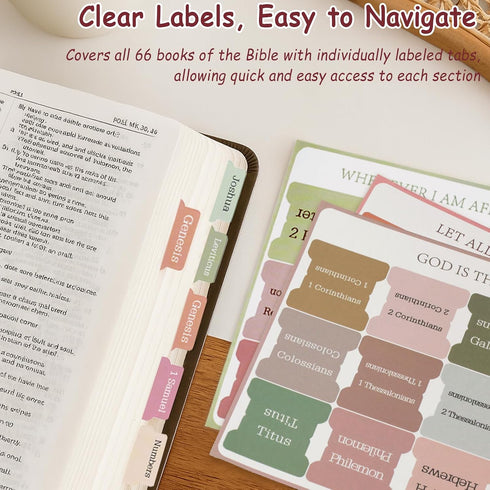 Ceemiaa Boho Bible Index Tabs for Men & Women Laminated Large Print Scripture Tabs for Study Bible, Easy Navigation
