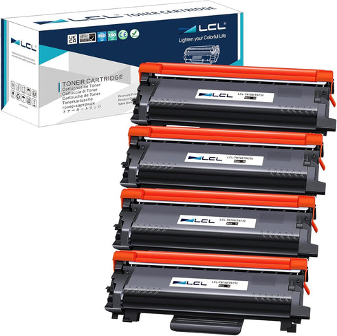 LCL TN760 Toner Cartridge Replacement for Brother - Compatible with TN-760 TN730, 4 Pack for HL-L2350DW, MFC-L2750DW