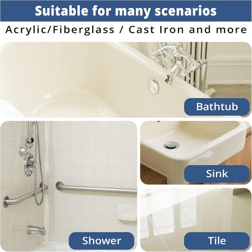 25-30sq.ft DWIL Tub Paint, Tub and Tile Refinishing Kit with Tools, White Bathtub Paint Water Based &Low Odor, Easy