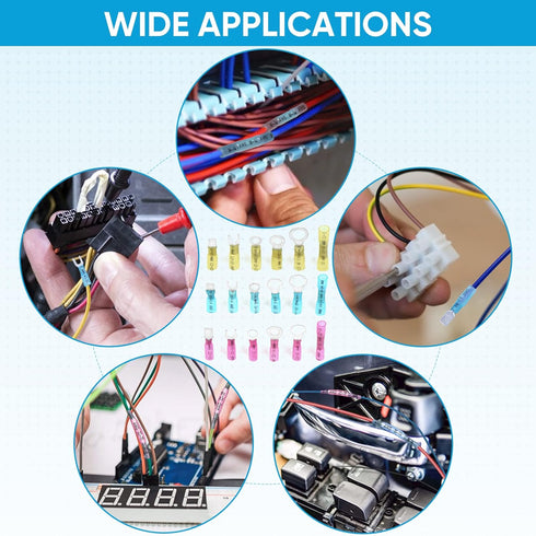 TICONN 250Pcs Heat Shrink Wire Connectors Kit, Waterproof Automotive Marine Electrical Terminals, Crimp Connector
