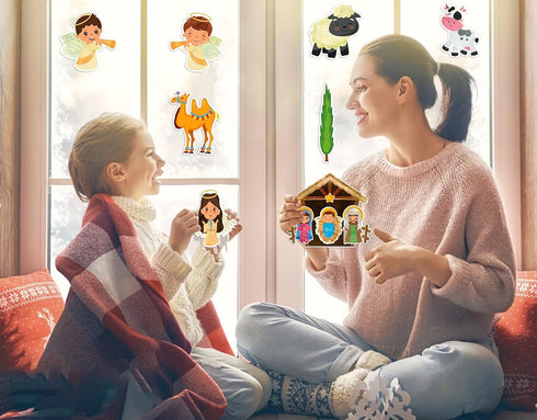 WaaHome Jesus is Born Bulletin Board Decorations Set, 38pcs Nativity Scene Cutouts for Christmas Classroom Decor