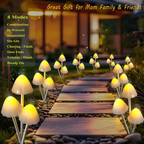 Evicyego 6Pack 18 8 Solar Mushroom Lights for Outside, LED Mushrooms with Lighting Modes, Unique Mushroom Garden Decor