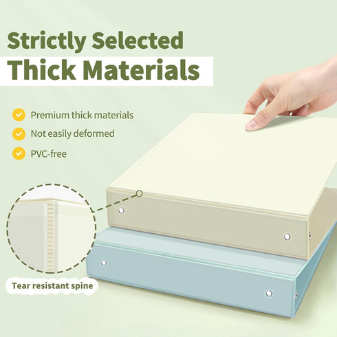 SUNEE 3 Ring Binder 1.5 Inch Clear 1 1/2 Inch View Binder 4 Pack PVC-Free for School or Office Supplies, Neutral
