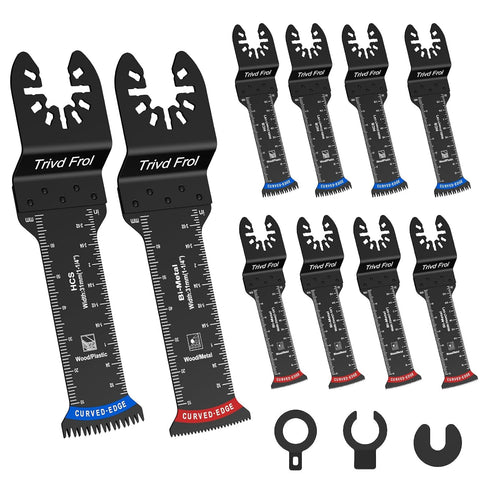 10PCS Extra Long Oscillating Saw Blades: Curved Edge Bi-Metal and Japanese Teeth for Precise Cuts