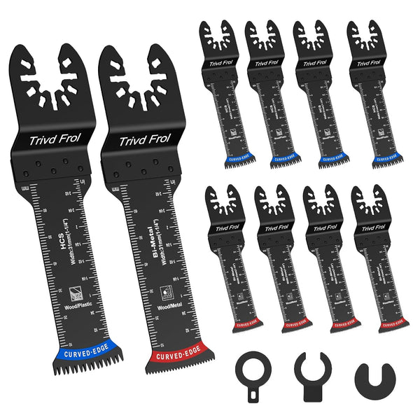 10PCS Extra Long Oscillating Saw Blades: Curved Edge Bi-Metal and Japanese Teeth for Precise Cuts