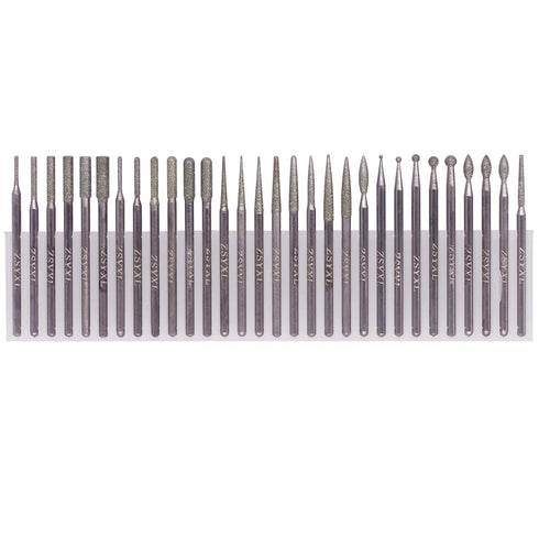 Wolfride 30Pcs Diamond Burr Set, Diamond Drill Bit for Gemstone, Sea Shell, Glass, Ceramic, Metal