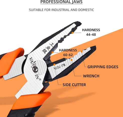 9-Inch Linemans Pliers - Combination Cutting Pliers with TPR Handle for Crimping and Screw Gripping