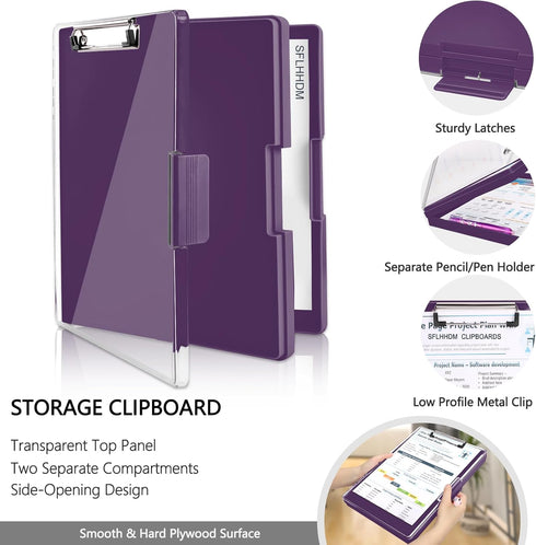 Clipboard with Storage, Heavy Duty Clip Boards 8.5x11 with 2 Storage Cases for Office Supplies