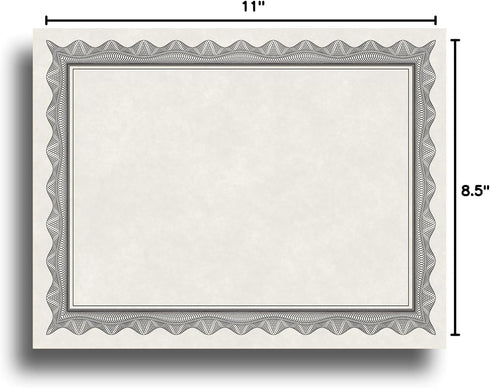 Blank Parchment Certificate Paper for Awards, Works with Inkjet/Laser Printers, 8 1/2" x 11", Black Border (25 Sheets)