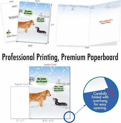 NobleWorks Jumbo Christmas Greeting Card Funny (8.5 x 11 Inch) - My Paws are Frozen Pet Animal Humor Notecard