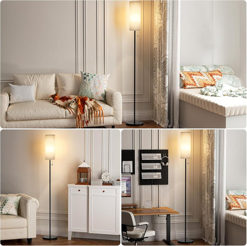 3 Bulb, 64" Ambimall Floor Lamp for Living Room with Color Temperatures Standing lamp with Linen lampshade for Bedroom