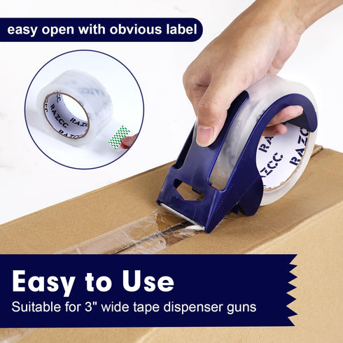 Packing Tape - 18 Rolls Clear Heavy Duty Packaging Tape with Dispensers for Packing, Shipping, Moving
