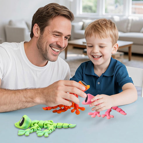 Yaozyety 4Pcs 3D Printed Articulated Lizard, Flexible Dynamic Animals Toys, Full Articulated Toy with Magnets, Adults