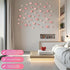 BUBBLE-FLY 60 Pcs Pink Heart Wall Decals, Repositionable PVC Wall Decals for Girls Room, Nursery, Bedroom, Living Room