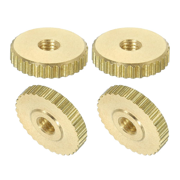 uxcell Knurled Thumb Nuts, 4Pcs M3 x D11mm x H2.5mm Brass Flat Head Fasteners for 3D Printer Parts